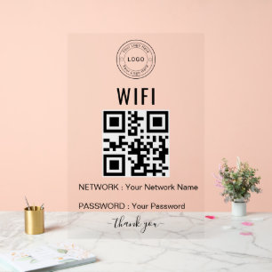 Custom Business WiFi Sign with Logo & QR Code