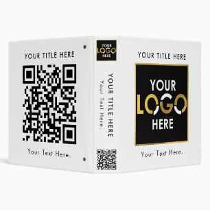 Custom Business Your Logo Here QR Code Text White Binder
