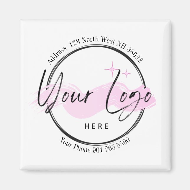 Custom Bussiness Logo Template - Phone and adress  Magnet (Front)