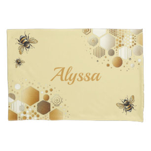 Custom Busy Bee on Honeycomb: Hexagons and Circles Pillowcase