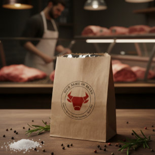 Custom Butcher Shop or BBQ Business Logo Favour Bag