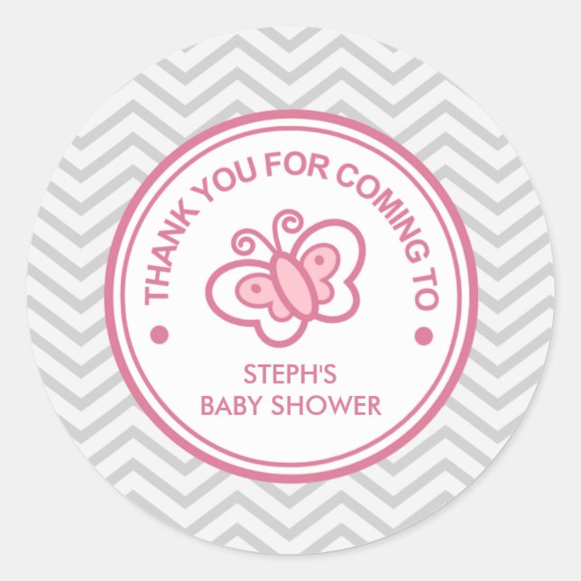 Custom Butterfly Baby Girl Shower Sticker (Front)