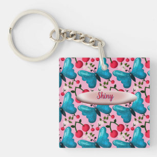 Custom butterfly floral pattern gift  keychain