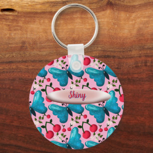 Custom butterfly floral pattern gift  keychain