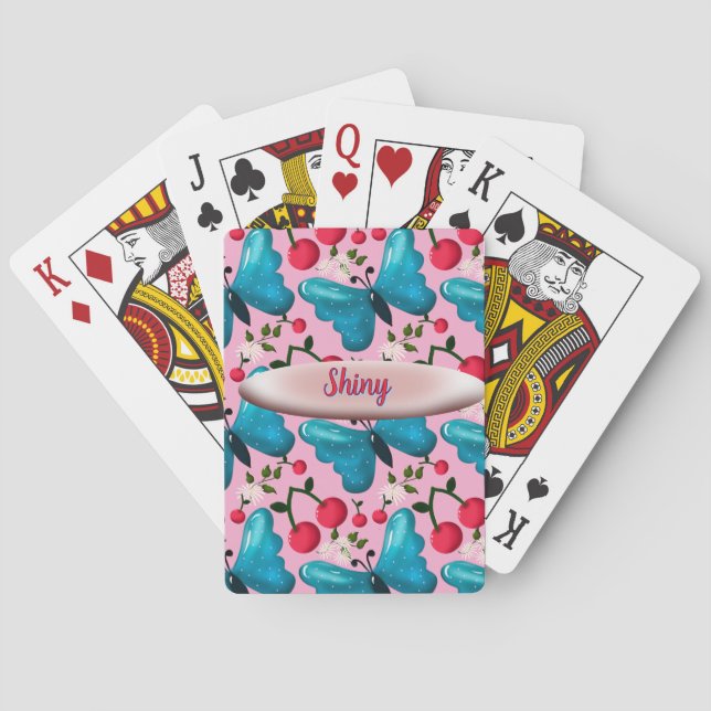 Custom butterfly floral pattern gift  playing cards (Back)