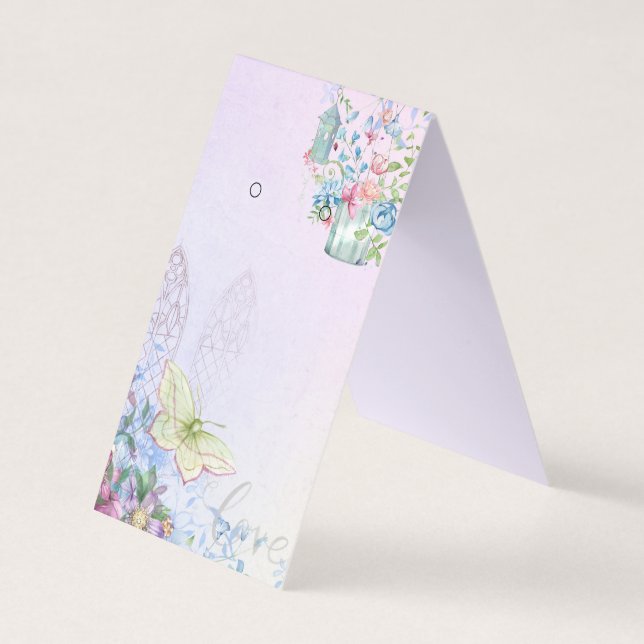 Custom Butterfly Floral Tent Earring Display Cards (Front)