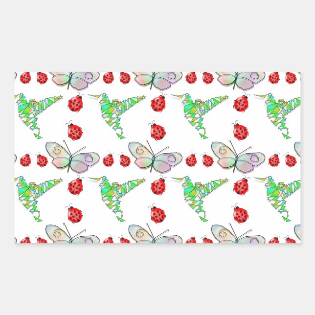 Custom Butterfly, Hummingbird and Ladybug Pattern Sticker (Front)