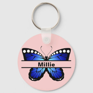 Custom Butterfly Name Keychain Gift for Her