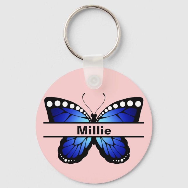 Custom Butterfly Name Keychain Gift for Her (Front)
