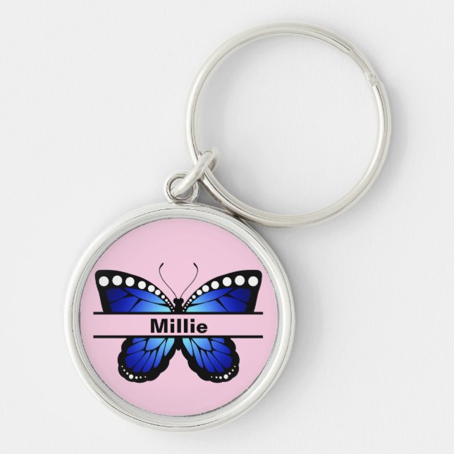 Custom Butterfly Name Keychain Gift for Her (Front)