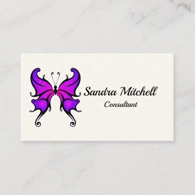 Custom Butterfly Pretty Business Cards For Her (Front)