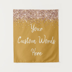 Custom Butterscotch Rose Gold Birthday Party Photo Tapestry