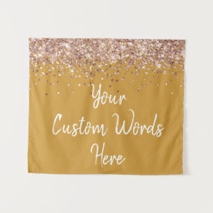 Custom Butterscotch Rose Gold Birthday Party Photo Tapestry