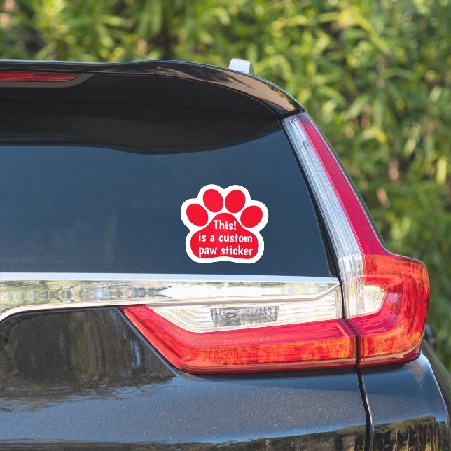 Custom by You Paw Print - Red Car Window Decal  (Car Side)