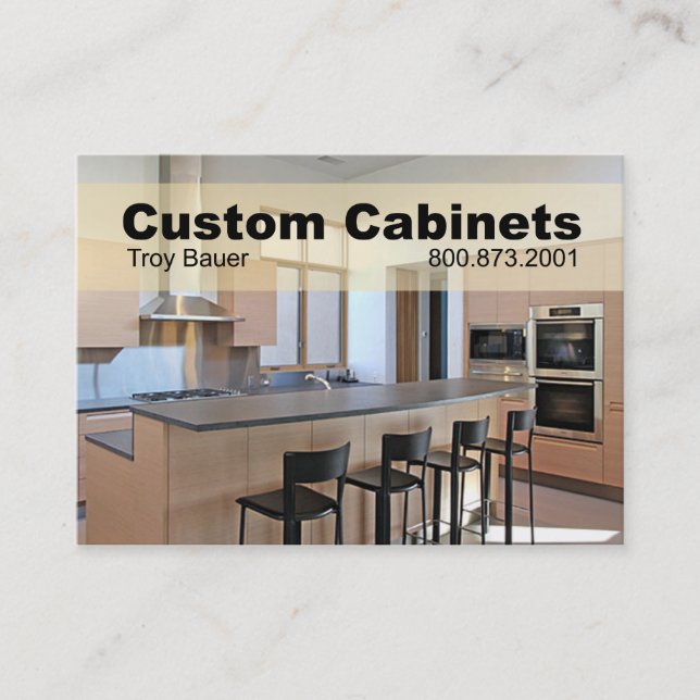 Custom Cabinets - Carpenter, Home Improvement Business Card (Front)