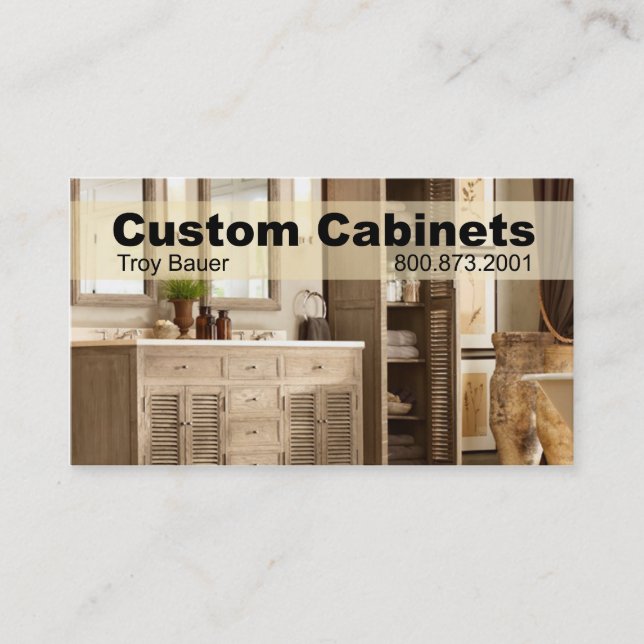 Custom Cabinets - Carpenter, Home Improvement Business Card (Front)