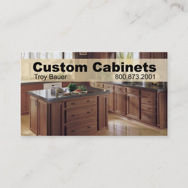 Custom Cabinets - Carpenter, Home Improvement Business Card (Front)