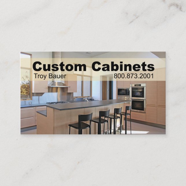 Custom Cabinets - Carpenter, Home Improvement Business Card (Front)