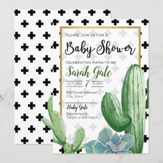 Custom Cactus Succulent Baby Shower Invitation