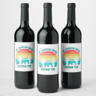 Custom Cactus Sunset Arizona Desert Wine Label