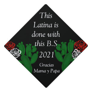 Custom Cactuses and Roses Graduation Cap