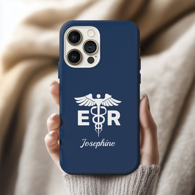 Custom Caduceus Emergency Room Gift for ER Nurse iPhone Case (Elegant Emergency Room Phone Case | ER Nurse Thank You Gift Phone Case | Nurse Graduation Gift Case)