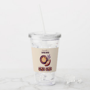 Custom Cafe Merch Vintage Croissant With Lavend Acrylic Tumbler