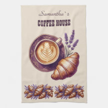 Custom Cafe Merch Vintage Croissant With Lavend