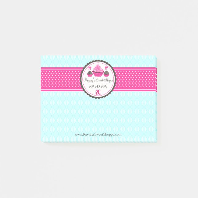 Custom Cake Pops and Cupcake Aqua Pink V2 Post-it Notes (Front)