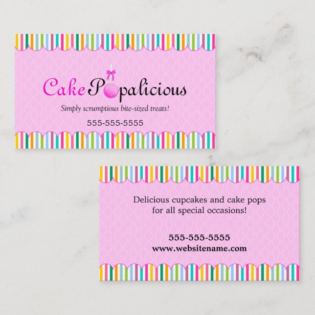 CUSTOM Cake Pops Business Card (Front/Back)