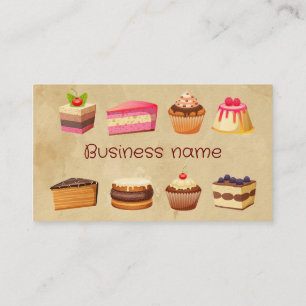 Custom Cake & Wedding Cake Design Bakers Business  Card