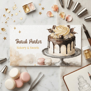 Custom Cakes Bakery pastry watercolor Business Card