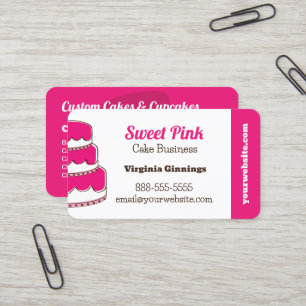 Custom Cakes Pink Bakery Menu Flavours Business Card