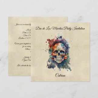 Custom Calavera Hermosa Day of the Dead Skull Invitation