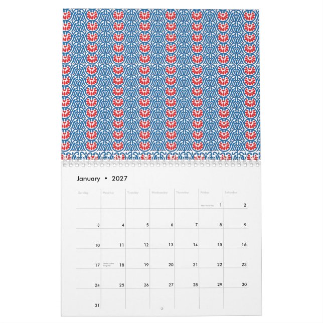 Custom Calendar . Aesthetic Wall & Art Design (Jan 2027)