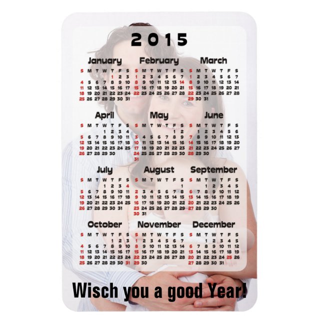 Custom Calendar + your own photo / backgr. / text Magnet (Vertical)