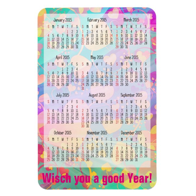 Custom Calendar + your own photo / backgr. / text Magnet (Vertical)