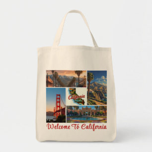 Custom California City Landmarks Photo Collage Tote Bag