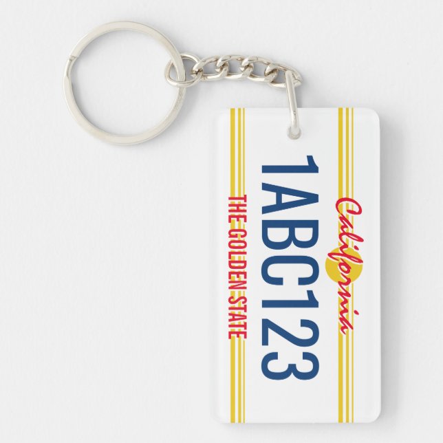 Custom California license plate retro style Keychain (Front)