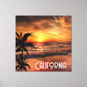 CUSTOM CALIFORNIA SUNSET BEACH NATURE BEAUTY  CANVAS PRINT