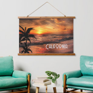 CUSTOM CALIFORNIA SUNSET BEACH NATURE BEAUTY HANGING TAPESTRY