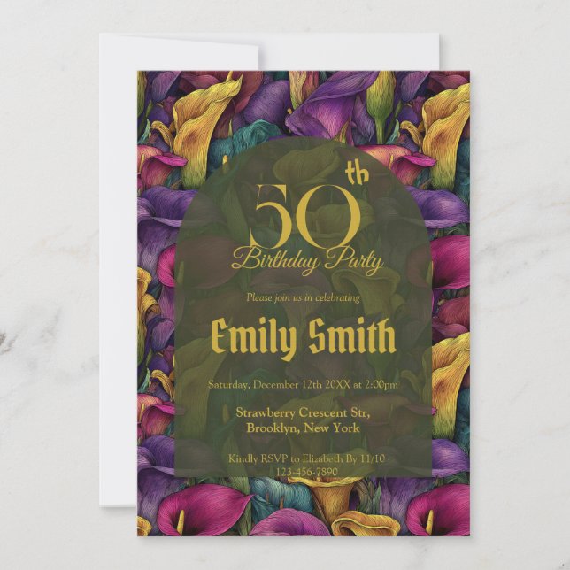 Custom Call Lilies Themed 20Th Birthday Invitation (Front)