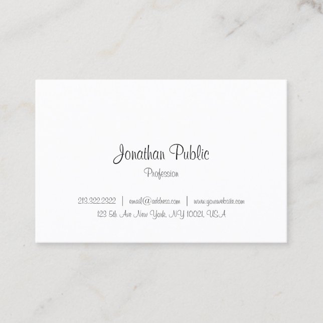 Custom Calligraphy Elegant Modern Minimalist Business Card (Front)
