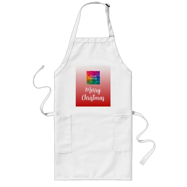 Custom Calligraphy Merry Christmas Mens Womens Long Apron (Front)