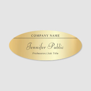 Custom Calligraphy Script Elegant Gold Template Name Tag