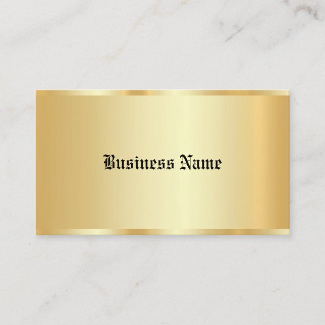 Custom Calligraphy Script Faux Gold Glam Template Business Card (Front)