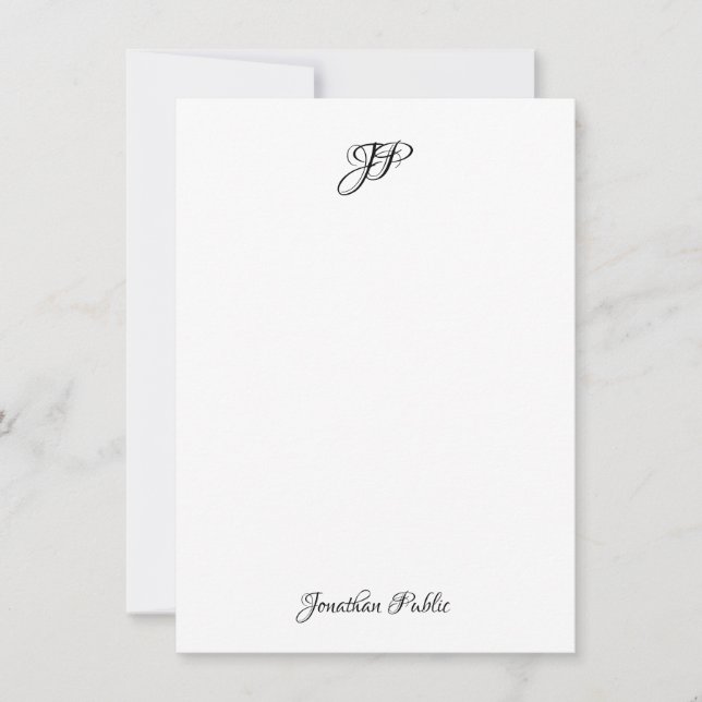 Custom Calligraphy Text Elegant Monogrammed Card (Front)