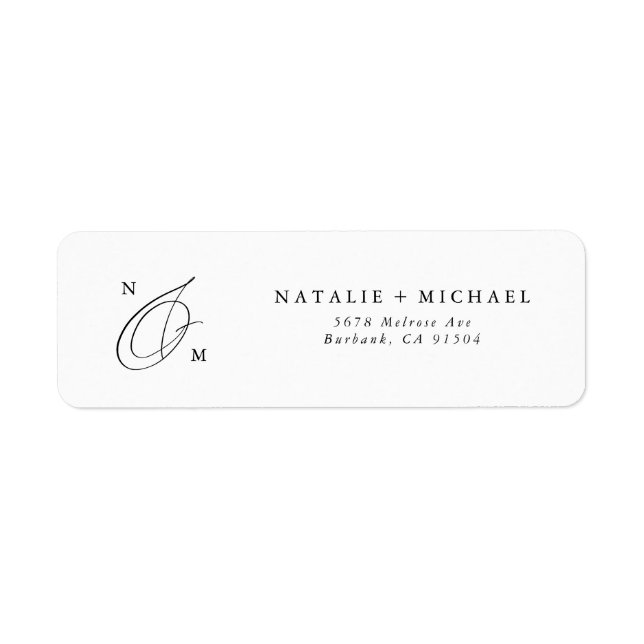 Custom Calligraphy Wedding Monogram Return Address (Front)