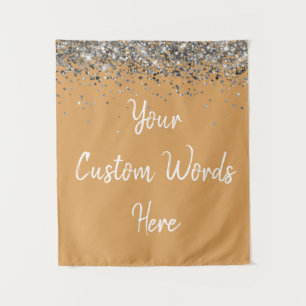 Custom Camel and Silver Birthday Party Photo Booth Tapestry