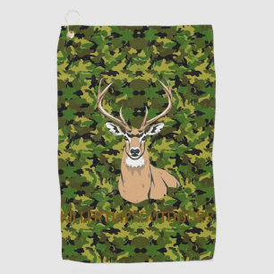 Custom camo deer golf towel